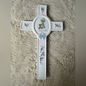 Precious Moments Vintage “Jesus Loves Me” Boy’s Porcelain Wall Cross